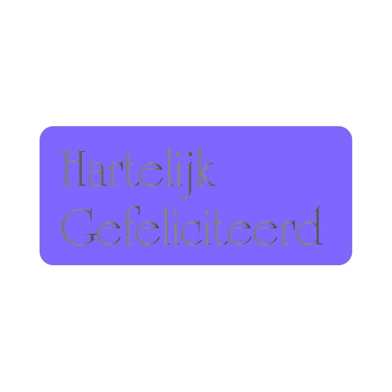 Etiket Gefeliciteerd lila, rechthoekig