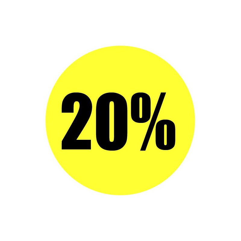 Gele actie sticker 20% Gele actie sticker 20%