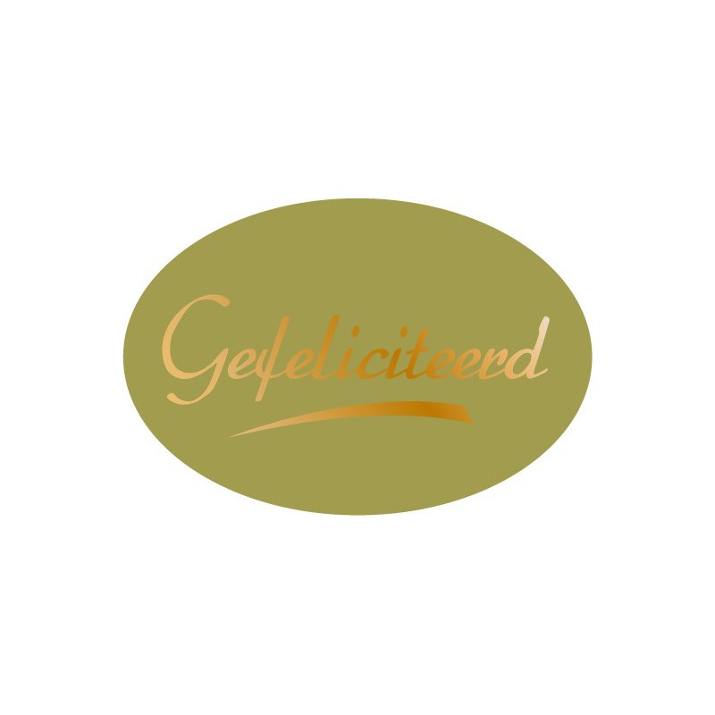 Etiket Gefeliciteerd goud, ovaal